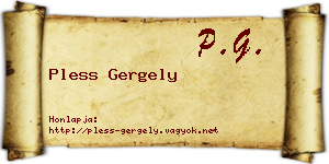 Pless Gergely névjegykártya